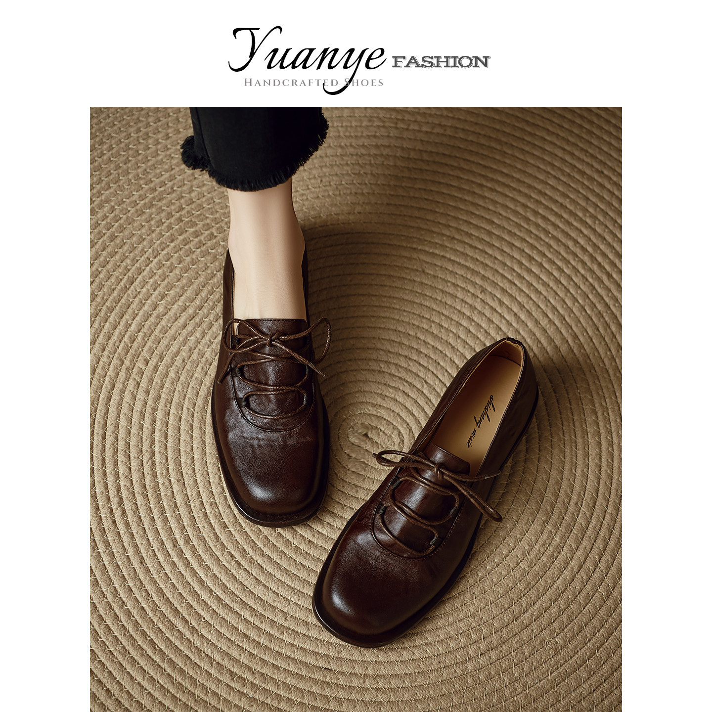 原野Yuanye●璃梦羽落！真皮圆头系带乐福鞋英伦风低粗跟小皮单鞋,女鞋,深口单鞋,淘宝优惠券,粉丝福利购,淘宝优惠卷