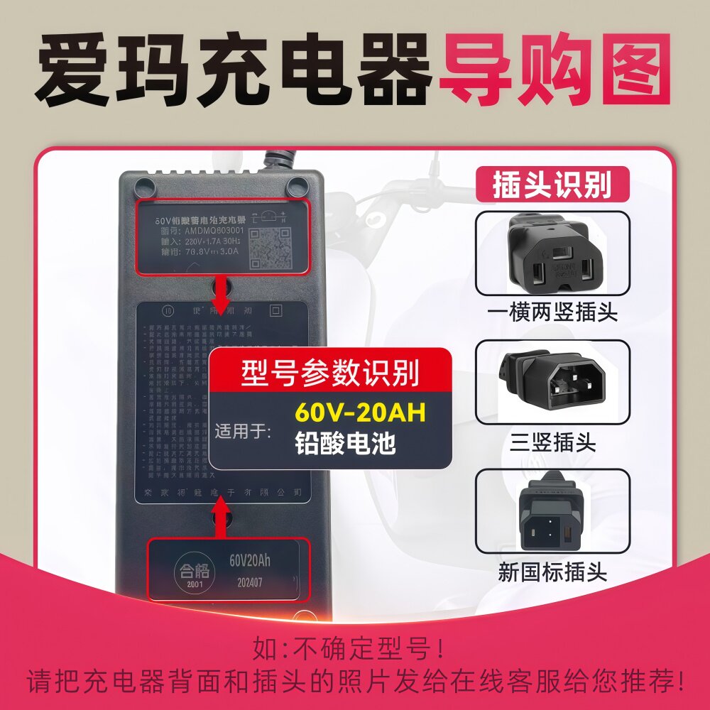 爱玛原装正品电动车充电器