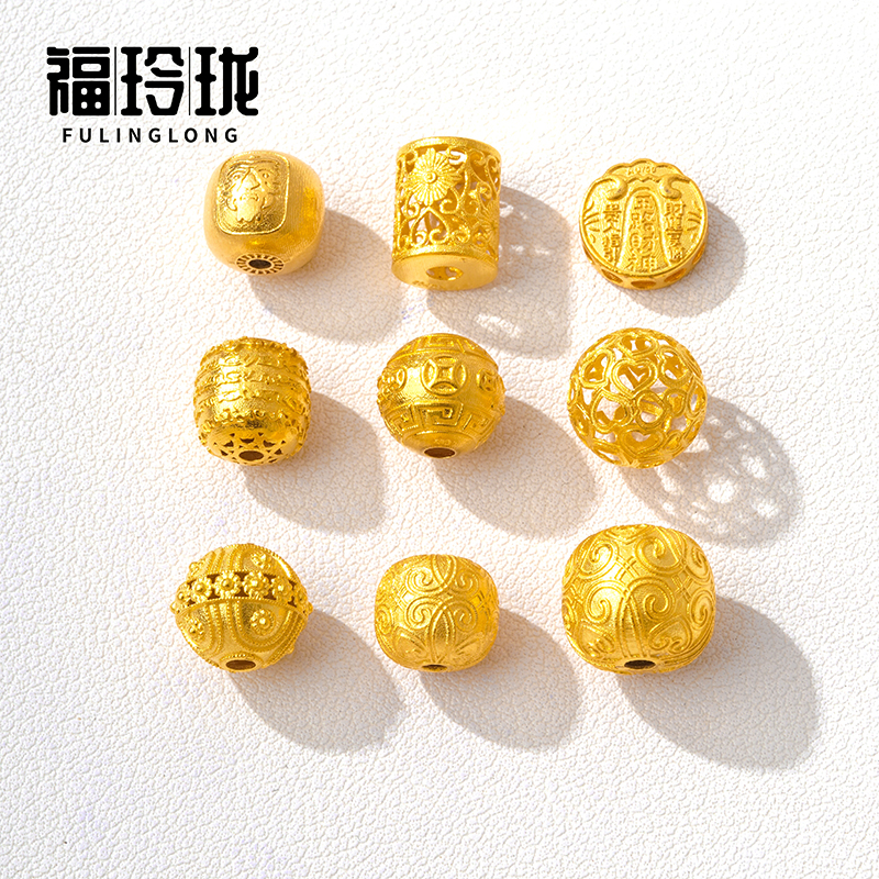 18k實心古法金隔珠配飾diy配件