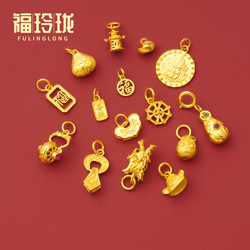18K金配件diy黄金錾刻貔貅小吊坠