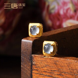 18K金冰种翡翠白冰隔珠背云古法金手串手链绳珠宝diy黄金配饰配件