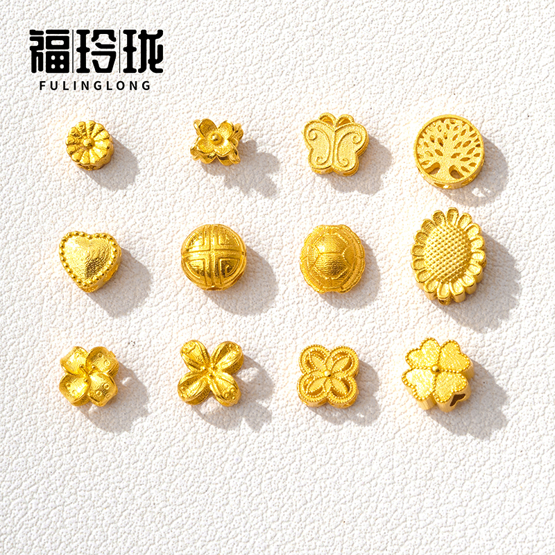 18k實心古法金隔珠配飾diy配件