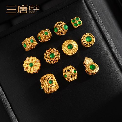 18K金配件diy手工古法黄金镶嵌翡翠隔珠桶珠文玩配饰配珠手链手串
