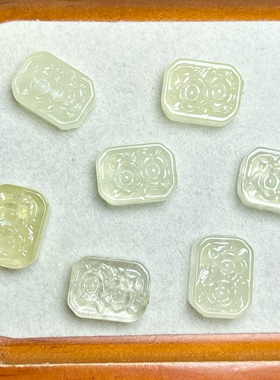 天然黄水晶双面雕刻花牌吊坠手链项链diy配饰配件手工编织材料
