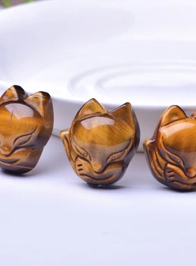 天然虎眼石狐狸吊坠男女款大头狐狸项链坠