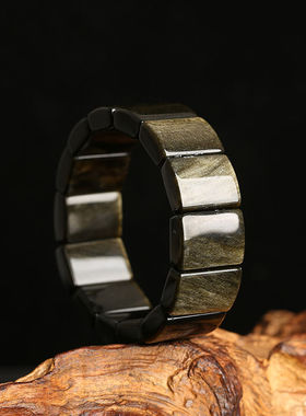 天然金曜石手牌手链男女款单圈手串饰品礼物