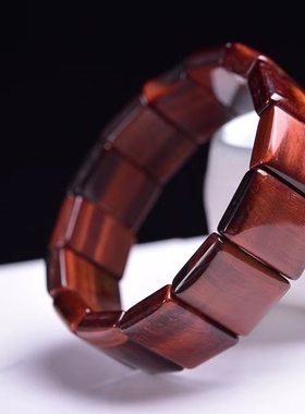 天然红虎手排手牌正品红虎眼石手排单圈手镯男款虎睛石饰品礼物