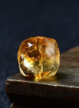 天然巴西黄水晶黄塔晶方糖切面散珠刻面冰块方形异形随形单颗珠子