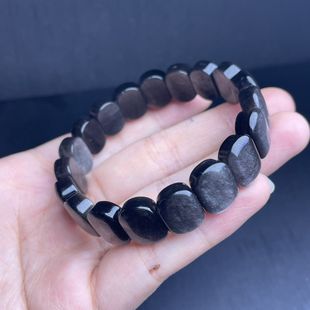 天然銀曜石手牌金曜石手排男女同款 手鐲情侶手鏈送朋友禮物飾品