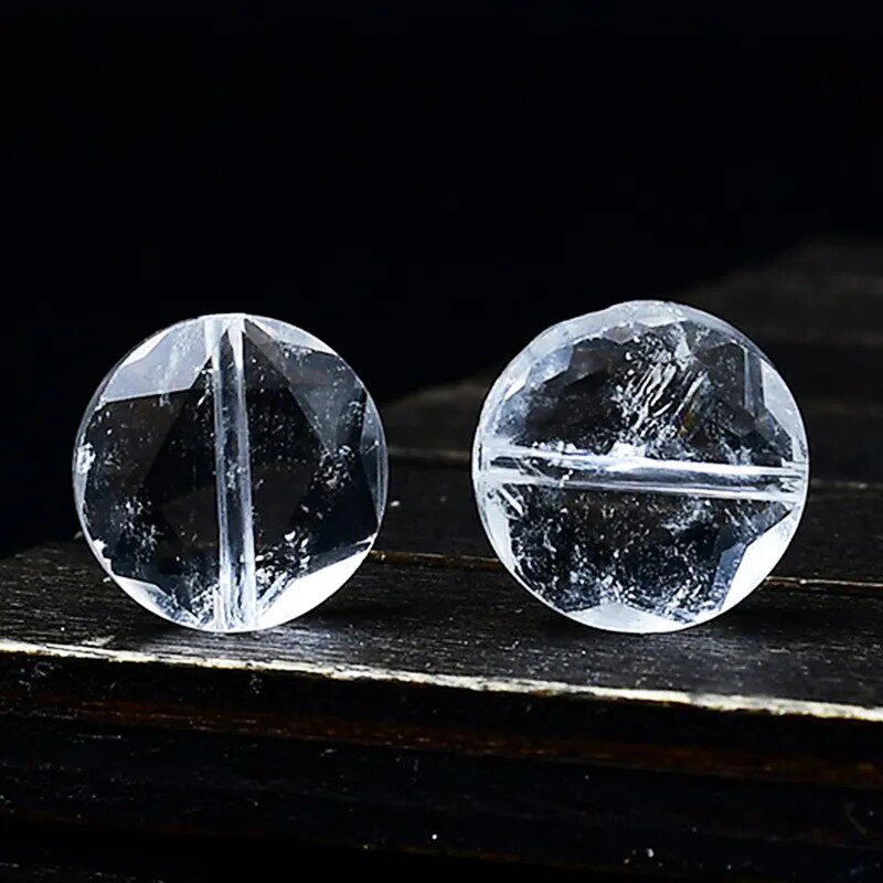 天然白水晶六芒星切面扁片珠大卫DIY配件