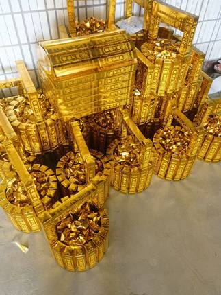精品高亮金砖金条半成品大号一桶金百宝箱黄金万两中元节用品批发