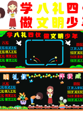 文明礼仪伴我成长学八礼四仪墙贴