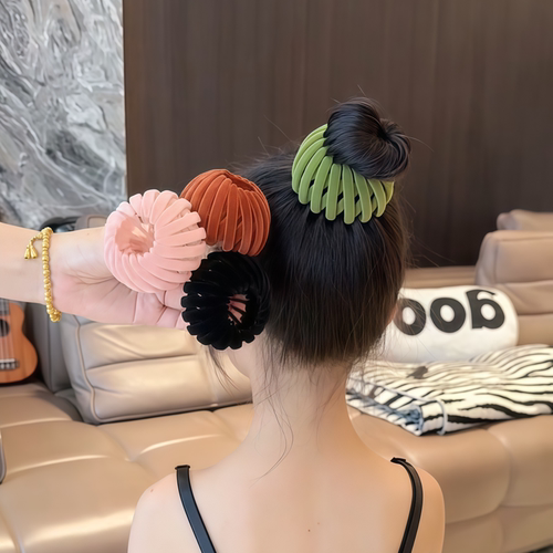亲子创意植绒丸子头鸟巢盘发器懒人简约牢固高马尾发圈大小可调节