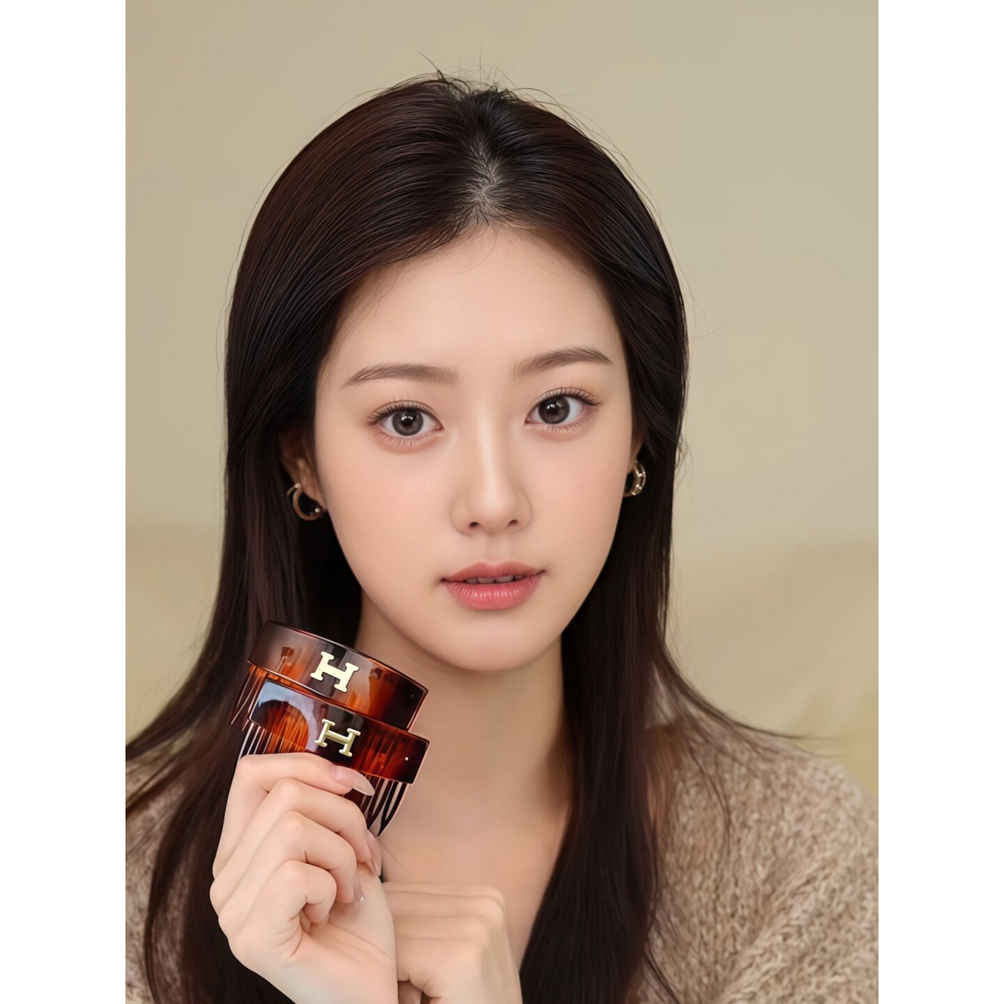 韩国东大门金标H字母发梳女复古高级感侧边发夹后脑勺倒插梳发饰