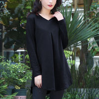 New long-sleeved T-shirt for women in spring and autumn, large-sized loose mid-length base layer, Korean-style pure cotton inner layer top thumbnail 5