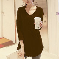 New long-sleeved T-shirt for women in spring and autumn, large-sized loose mid-length base layer, Korean-style pure cotton inner layer top thumbnail 4
