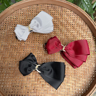 YUMMY包邮 优雅罗纹缎带蝴蝶结香蕉夹竖夹马尾夹 日韩新款