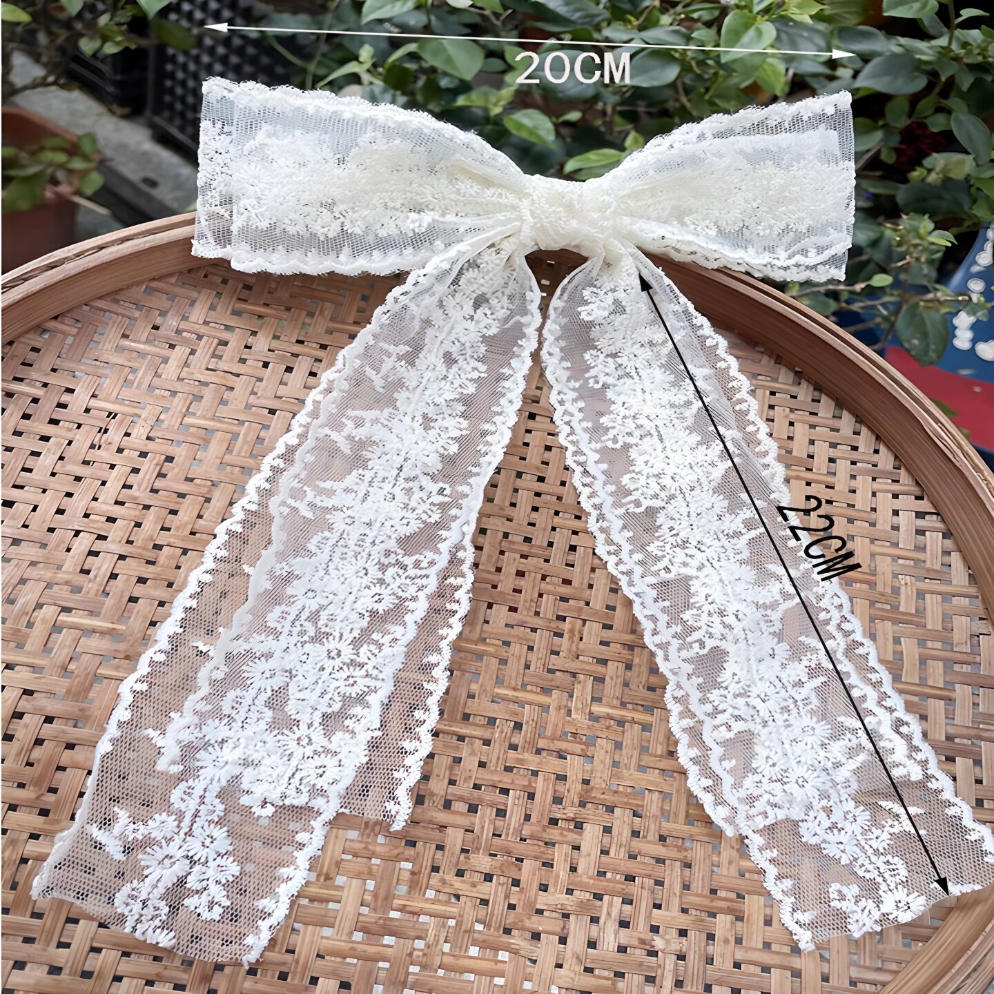 YUMMY  法式甜美温柔风蕾丝蝴蝶结大发夹拖尾飘带蝴蝶结发夹