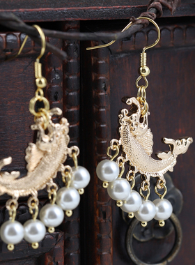 青雀记原创手工明代耳坠古风明制耳环旗袍明汉服配饰耳夹沉鱼珍珠