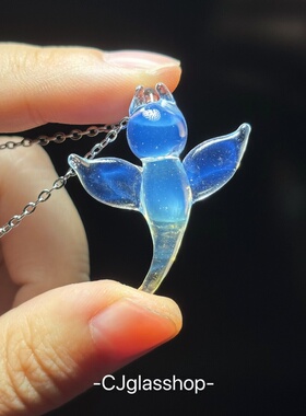 CJglasshop-海天使 创意项链吊坠小众海洋艺术品玻璃手工生日礼物