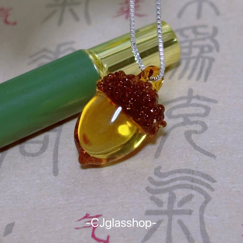 CJglasshop-冰河橡果 创意超美玻璃项链吊坠艺术品纯手工生日礼物
