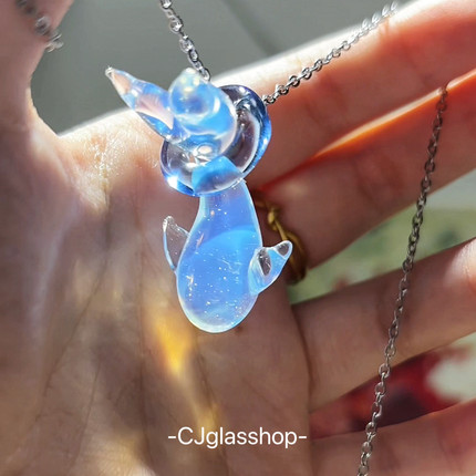 CJglasshop-鲸亦求鲸 琉璃鲸鱼海豚项链情侣爆款吊坠玻璃手工定制
