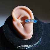 CJglasshop 纯手工琉璃耳骨钉灵动百搭耳环耳夹生日礼物 环环相扣