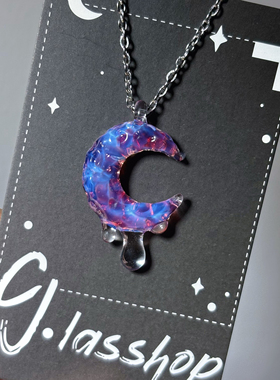 CJglasshop-水波皓月 纯手工玻璃项链吊坠饰品艺术品高级生日礼物