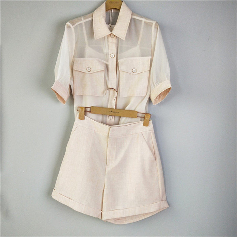 a2022taa216阿依莲专柜正品夏季新款拼接三件套女上衣 吊带 短裤