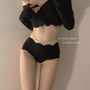 女式 白月光纯色蕾丝高腰性感内裤 纯欲日系性感女生三角纯棉裆女士