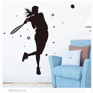 女网球运动员墙贴纸健身体育壁画艺术装饰客厅女孩房间可移动背景