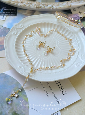 情诗少女夏日清新水晶项链