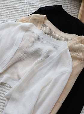 夏装新品韩版女装时尚无扣纯色针织开衫宽松长袖开衫