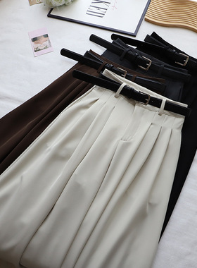 推荐2025秋季新韩版高腰大气显瘦垂感阔腿西装裤女