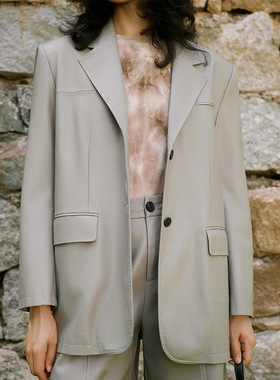 2025春季新款韩版皮质西服外套时尚气质复古肌理感通勤上衣81033