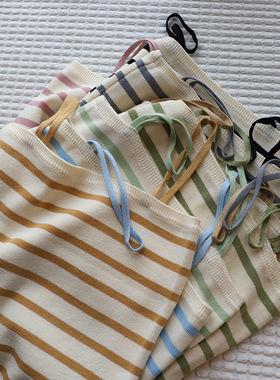 太好搭了高性价比春夏新品韩版条纹平口吊带针织背心防走光