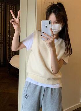 十三行*家韩系小众！秋季新款领叠穿坎肩马甲背心女
