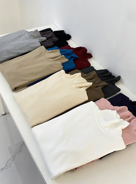 韩国跟单！秋款极简风高领设计百搭显瘦长袖打底体恤女