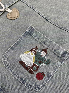 早春复古刺绣校园风领牛仔马甲韩版新款别致牛角扣无袖洋气马甲