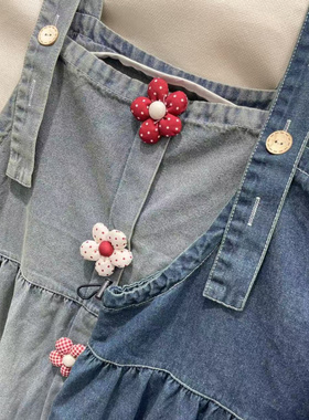 2025秋装休闲减龄花朵牛仔背带裙日系复古学院风宽松新款连衣裙女