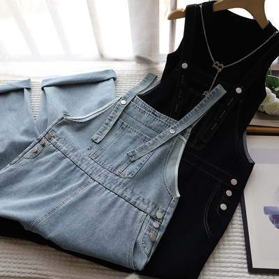 韩版减龄连体裤慵懒风牛仔背带裤