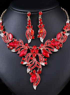 欧美配饰夸张新款巴洛克项链套装女奢华水晶宴会礼服配饰锁骨链