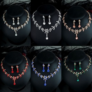 KMVEXO Rose Blue Crystal Bridal Wedding Jewelry Sets Women G