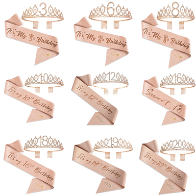 3~100岁生日成人皇冠派对头箍水钻王冠发饰周岁数字生日头饰发箍