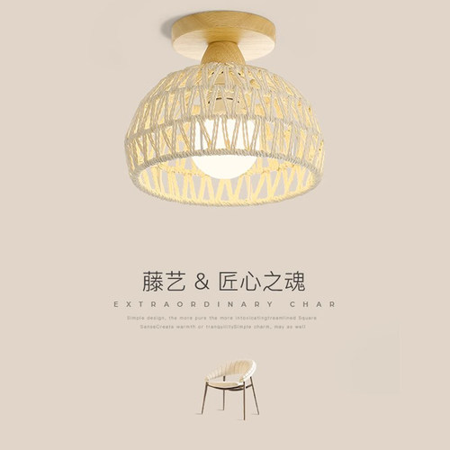 led奶油风过道阳台原木吸顶灯具