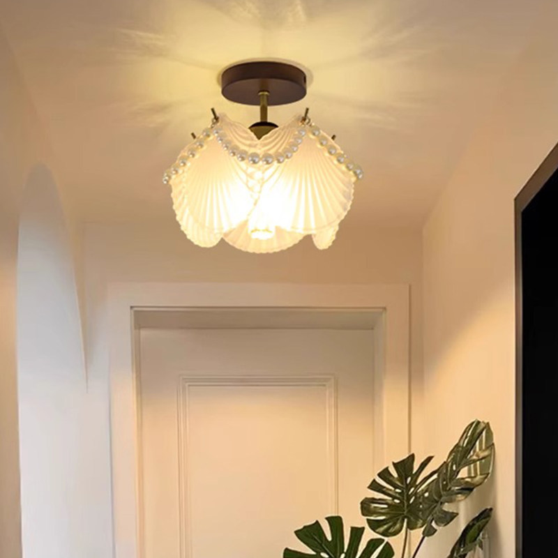 法式奶油贝壳水晶过道灯全光谱护眼公主房卧室浪漫温馨珍珠吸顶灯,家装灯饰光源,厨卫/阳台/玄关/过道吸顶灯,淘宝优惠券,粉丝福利购,淘宝优惠卷