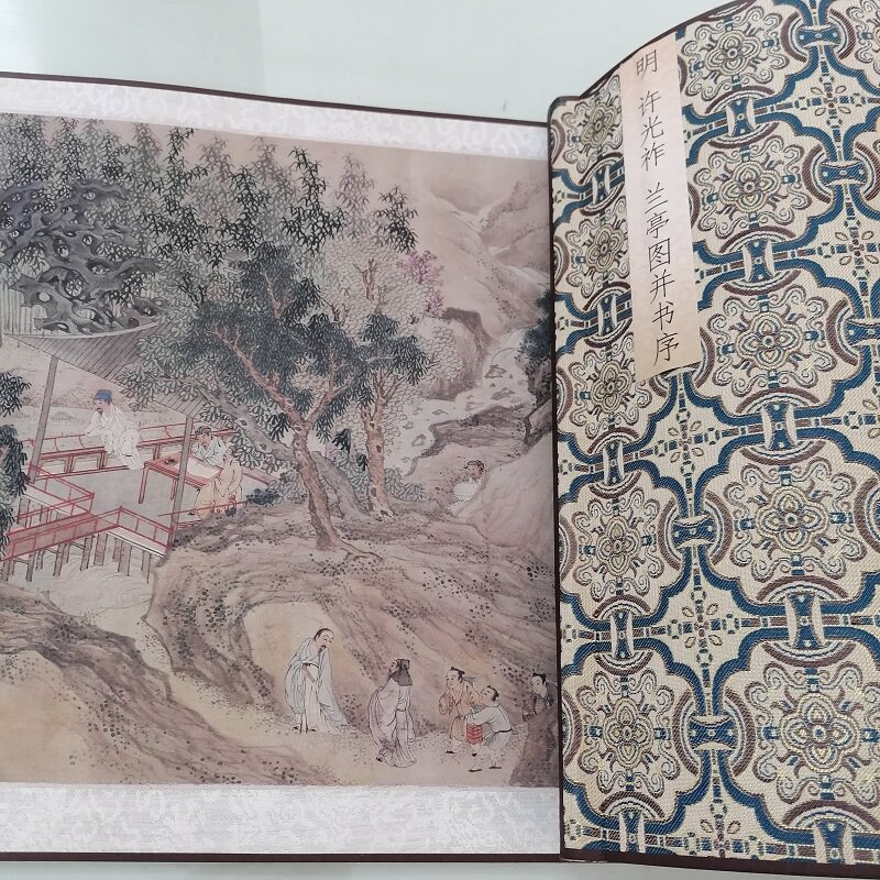 许光祚兰亭图并书序复古书法字画高清微喷仿古宣纸装裱手卷装饰画