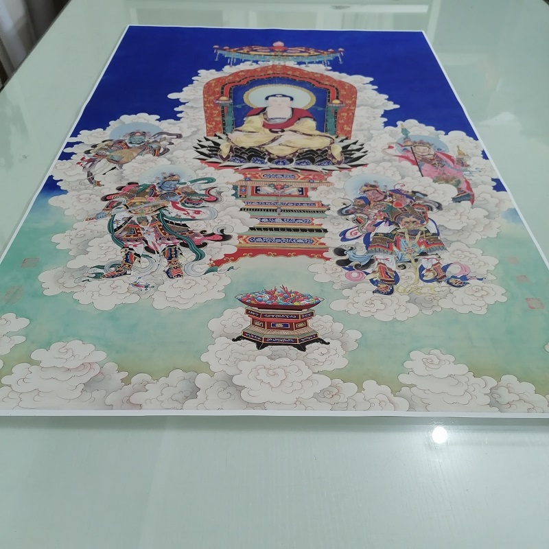 夏荆山 释迦牟尼佛四大天王 复古书画人物佛像国画微喷宣纸装饰画