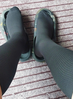 外贸原单~长筒袜男士压力袜黑色及膝小腿压缩袜速干男袜竖纹长袜