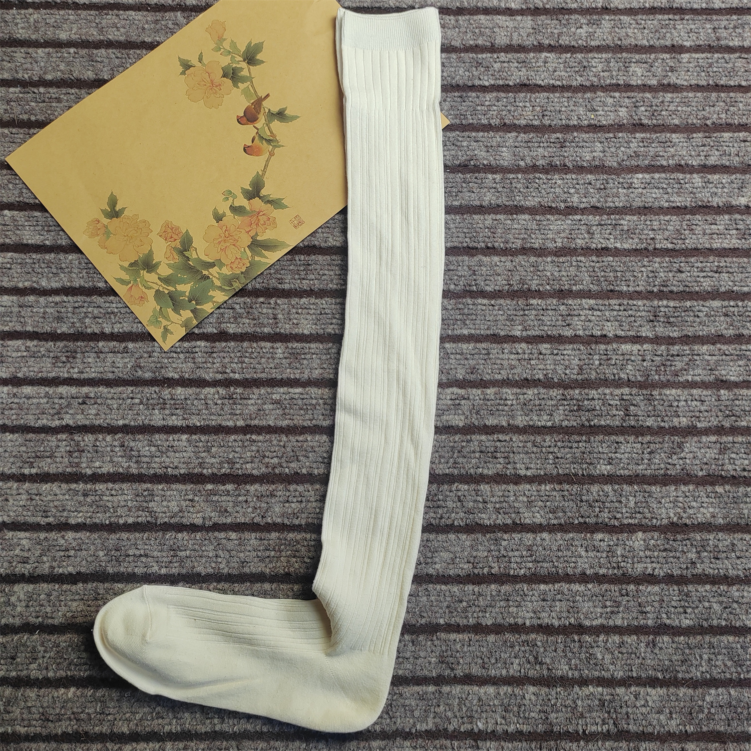 外贸袜简约纯色长筒袜